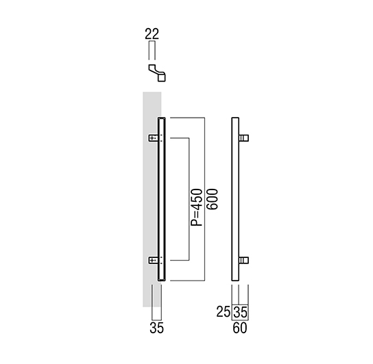 ユニオンドアハンドル 押し棒タイプ 品番：T1262-26-897(直送品、扉厚